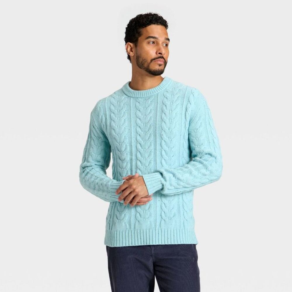 Open Box - Goodfellow & Co - Men's Cable Crewneck Sweater - Goodfell Blue